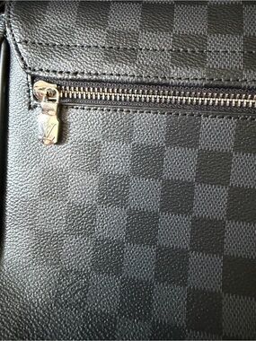 Others Follow Black Checkered Leather Crossbody Bag good condition